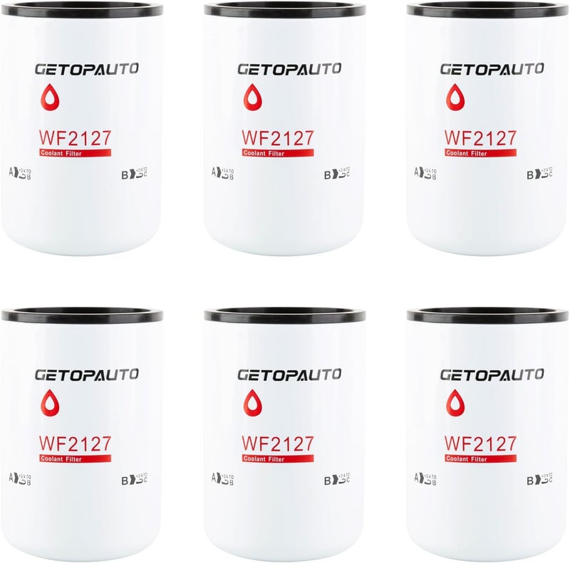 GETOPAUTO WF2127 Water Coolant Filter Compatible With Cummins ISX15 Replaces WF2127 3680434 P550867 B5087(set of 6) - Image 1